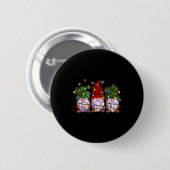 Badge Rond 5 Cm Three Gnomes Men Women Buffalo Plaid Red Christmas (Devant & derrière)
