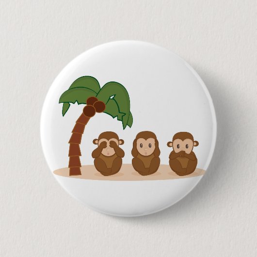 Badge Rond 5 Cm Three little monkeys - trois barboteuses (Devant)