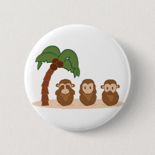 Badge Rond 5 Cm Three little monkeys - trois barboteuses