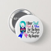 Badge Rond 5 Cm Throid Cancer Ribbon Hero Ma fille (Devant & derrière)