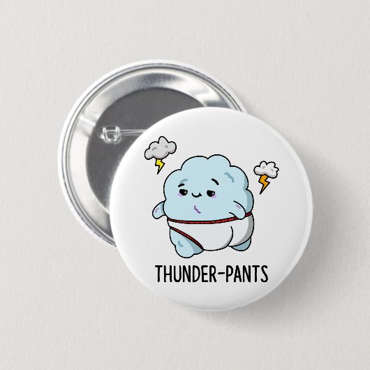 Badge Rond 5 Cm Thunderpants Funky Cloud Sous-vêtements Pun (Devant & derrière)