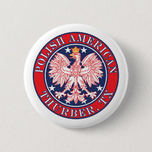 Badge Rond 5 Cm Thurber Texas Polonais Aigle Américain