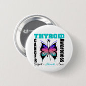 Badge Rond 5 Cm Thyroid Cancer  Awareness Butterfly (Devant & derrière)