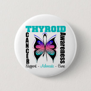 Badge Rond 5 Cm Thyroid Cancer  Awareness Butterfly