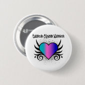 Badge Rond 5 Cm Thyroid Cancer Guerrier Coeur (Devant & derrière)