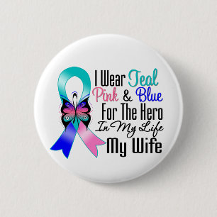 Badge Rond 5 Cm Thyroid Cancer Ribbon Hero Ma femme