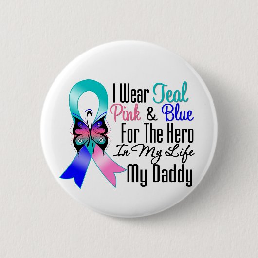 Badge Rond 5 Cm Thyroid Cancer Ribbon Hero My Daddy (Devant)