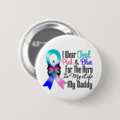 Badge Rond 5 Cm Thyroid Cancer Ribbon Hero My Daddy (Devant & derrière)