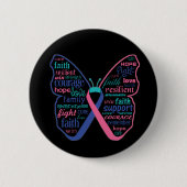 Badge Rond 5 Cm Thyroïde Cancer Papillon Collage de mots (Devant)