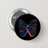 Badge Rond 5 Cm Thyroïde Cancer Papillon Collage de mots (Devant & derrière)