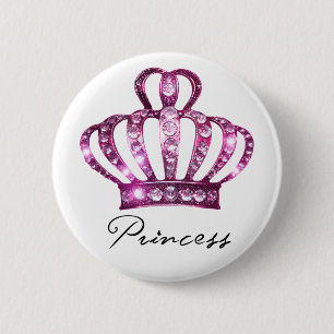 Badge Rond 5 Cm Tiara Princess Buttons