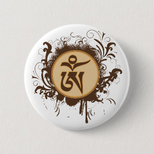 Badge Rond 5 Cm Tibétain OM