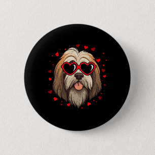 Badge Rond 5 Cm Tibétain Terrier Saint-Valentin Cœur Amateurs de C