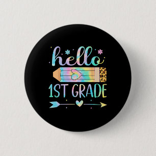 Badge Rond 5 Cm Tie Dye 1ère année retour à l'école bonjour premiè