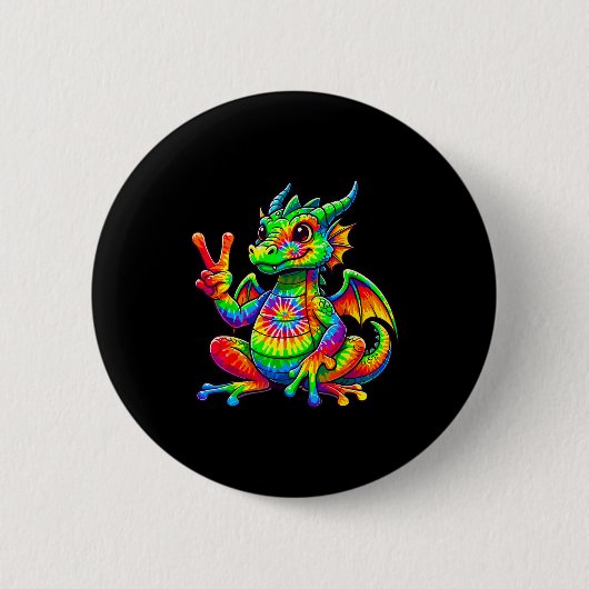 Badge Rond 5 Cm Tie-dye Dragon Peace Sign Hipe (Devant)