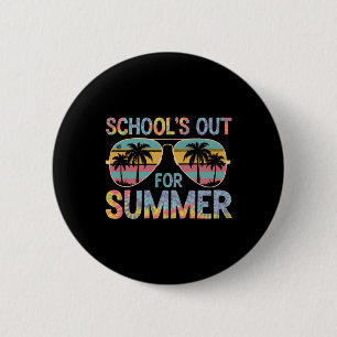 Badge Rond 5 Cm Tie Dye Écoles Fermées Pour L'été Dernier Jour D'é