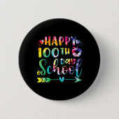 Badge Rond 5 Cm Tie Dye Joyeux 100ème Jour De L'Enseignant Étudian (Devant)