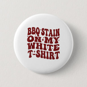 Badge Rond 5 Cm Tige Barbecue Sur Mon Tee Blanc Drôle Retro Bbq Me