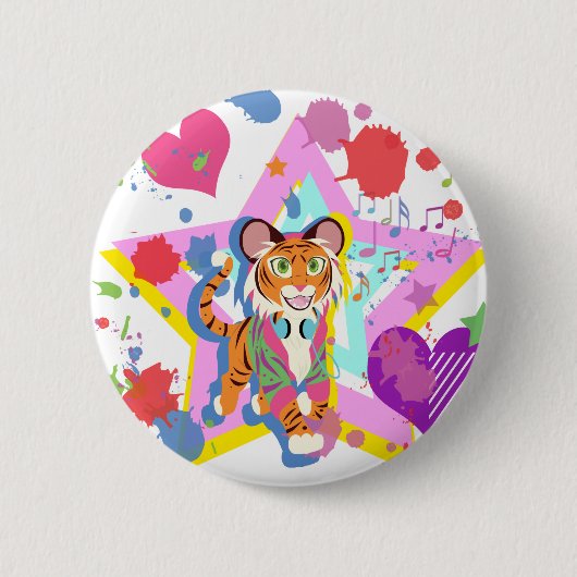 Badge Rond 5 Cm Tiger (Devant)