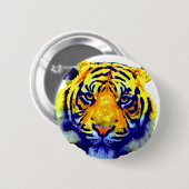 Badge Rond 5 Cm Tiger Eyes Pop Art (Devant & derrière)