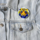 Badge Rond 5 Cm Tiger Eyes Pop Art (En situation)