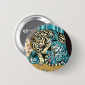 Badge Rond 5 Cm Tigre blanc de Feng (Devant & derrière)