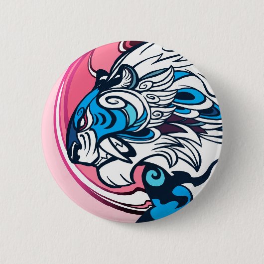Badge Rond 5 Cm Tigre bleu (Devant)