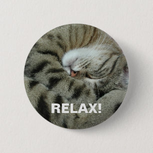 Badge Rond 5 Cm Tigre-chat couché