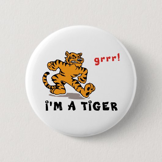 Badge Rond 5 Cm Tigre chinois drôle de zodiaque (Devant)