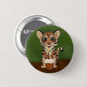 Badge Rond 5 Cm Tigre d'anniversaire (Devant & derrière)