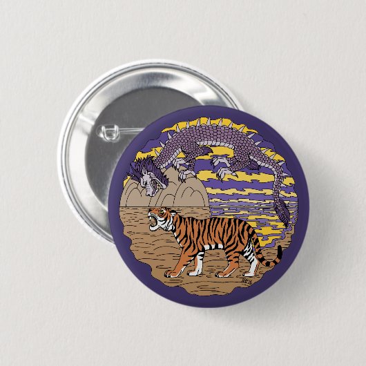 Badge Rond 5 Cm Tigre et dragon (Devant & derrière)