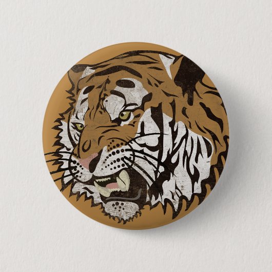 Badge Rond 5 Cm Tigre fâché (Devant)