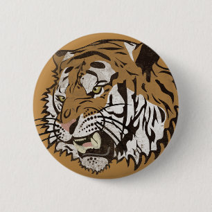 Badge Rond 5 Cm Tigre fâché
