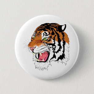 Badge Rond 5 Cm Tigre féroce
