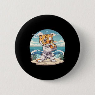 Badge Rond 5 Cm Tigre mignon de karaté Kickboxing Taekwondo Jiu-ji