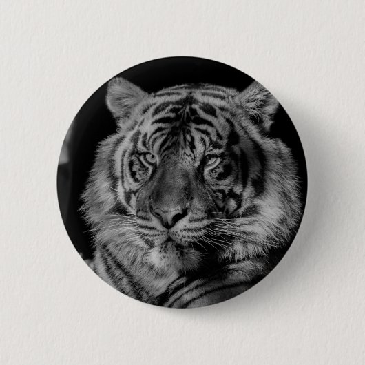 Badge Rond 5 Cm Tigre noir et blanc (Devant)