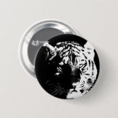 Badge Rond 5 Cm Tigre noir et blanc Pop Art (Devant & derrière)