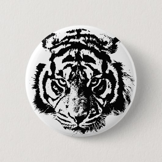 Badge Rond 5 Cm Tigre noir et blanc Pop Art (Devant)
