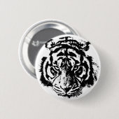 Badge Rond 5 Cm Tigre noir et blanc Pop Art (Devant & derrière)