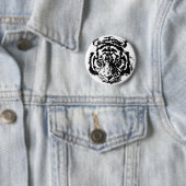 Badge Rond 5 Cm Tigre noir et blanc Pop Art (En situation)