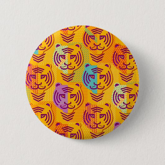 Badge Rond 5 Cm Tigre pattern on dark yellow (Devant)