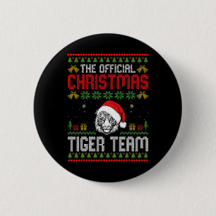 Badge Rond 5 Cm Tigre portant un chapeau de Père Noël Lumières de