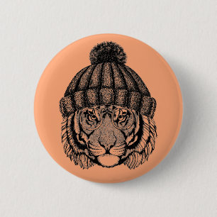 Badge Rond 5 Cm Tigre prêt de mode d'hiver