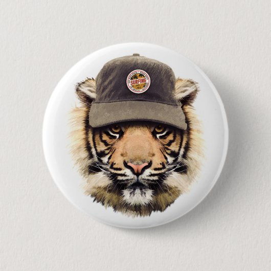 Badge Rond 5 Cm Tigre surfant (Devant)