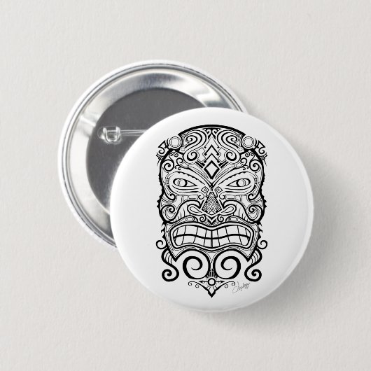 Badge Rond 5 Cm Tiki mask (Devant & derrière)