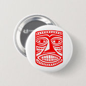 Badge Rond 5 Cm Tiki Toby - Rouge (Devant & derrière)