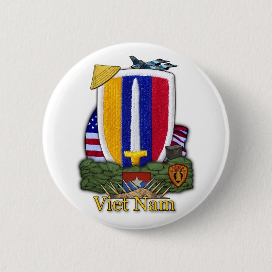Badge Rond 5 Cm timbre de guerre vietnam des anciens combattants u (Devant)