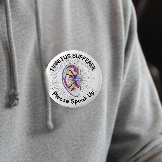 Badge Rond 5 Cm Tinnitus Sufferer Please Speak Up Hearing Conditi
