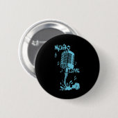 Badge Rond 5 Cm Tinta derramada forma Microfono en Azul (Devant & derrière)