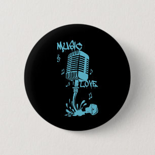 Badge Rond 5 Cm Tinta derramada forma Microfono en Azul